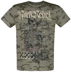 T-shirt med dödskalletryck och textning, Rock Rebel by EMP, T-shirt