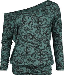 Långärmad tröja med ormtryck, Black Premium by EMP, Långärmad tröja