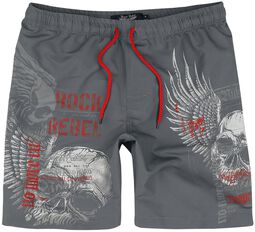 Swim Shorts with Skull Print, Rock Rebel by EMP, Badbyxor