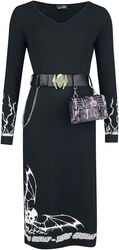 Gothicana X Elvira - klänning med bälte och väska, Gothicana by EMP, Halvlång klänning