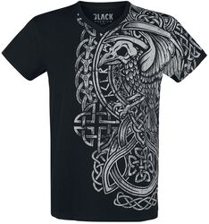 Svart T-shirt med tryck och V-ringning, Black Premium by EMP, T-shirt