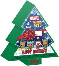 Gingerbread tree Christmas box - POP! Set med 4 nyckelringar (lyser i mörker), Marvel, Funko Pocket Pop!
