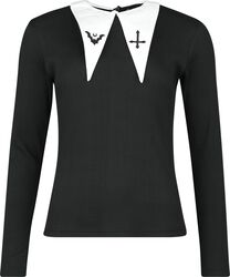 Långärmad tröja med vit krage, Gothicana by EMP, Långärmad tröja