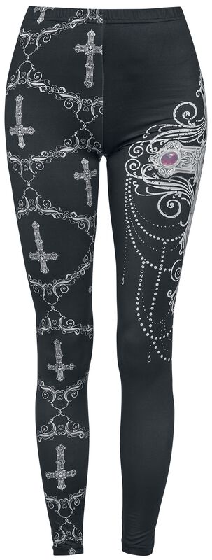 Gothicana X Anne Stokes - Svarta leggings med tryck