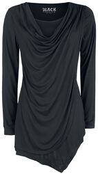 Svart långärmad tröja med vattenfallsringning, Black Premium by EMP, Långärmad tröja