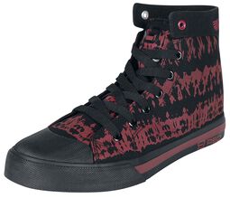 Röd/svarta sneakers i batikstil, RED by EMP, Höga sneakers