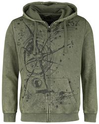 Hooded Jacket With Compass Print, Black Premium by EMP, Luvjacka