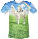 Victorious Cat Rides Llamacorn Unleashed, Humortröja, T-shirt