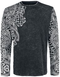 Svart långärmad tröja med tvätt och tryck, Black Premium by EMP, Långärmad tröja