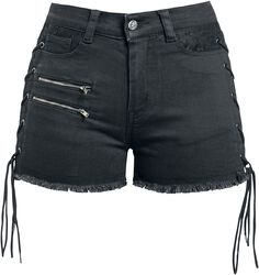Svarta shorts med snörning, Gothicana by EMP, Shorts