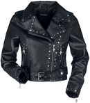 Black faux leather jacket with studs, Rock Rebel by EMP, Konstläderjacka