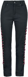 Svarta jeans med röda spetsdetaljer, Gothicana by EMP, Jeans