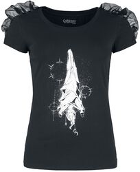 T-shirt med rynkdetaljer och mystiktryck, Gothicana by EMP, T-shirt