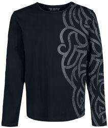 Long-sleeve Shirt with Large Ornamentation, Black Premium by EMP, Långärmad tröja