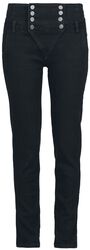Double Button Placket Jeans, Black Premium by EMP, Tygbyxor