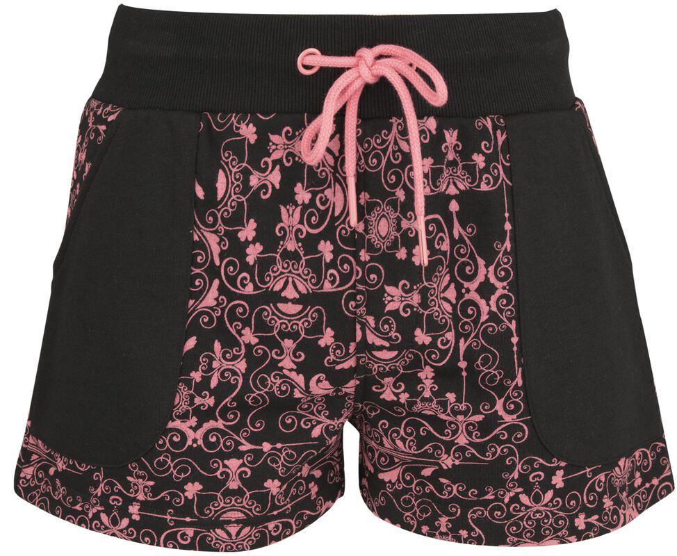 Shorts med rosa ornament