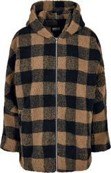 Ladies Hooded Oversized Check Sherpa Jacket, Urban Classics, Mellansäsongsjacka