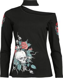 Longsleeve with skull and roses print, Rock Rebel by EMP, Långärmad tröja