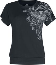 Sport och Yoga - Ledig svart T-shirt med detaljerat tryck, EMP Special Collection, T-shirt