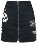 Skull Denim Skirt, Rock Rebel by EMP, Kort kjol