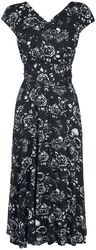 Multiklänning med dödskalle och rosentryck, Black Premium by EMP, Halvlång klänning