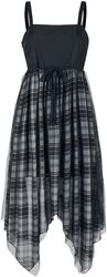 Klänning med rutig asymmetrick kjoldel, Rock Rebel by EMP, Långklänning
