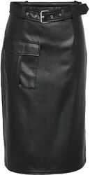 NMPaula PU midi cargo skirt with slit WVN, Noisy May, Halvlång kjol
