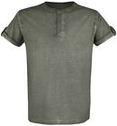 Grön T-shirt med knappar och ärmar med uppvik, Black Premium by EMP, T-shirt