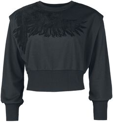 Kort sweatshirt med korptryck, Black Premium by EMP, Sweatshirt