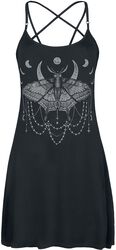 Kort svart klänning med tryck och pentagram-band