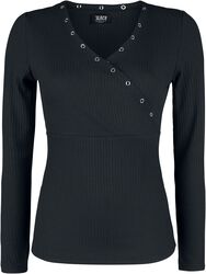 Svart långärmad tröja med öljetter och V-ringning, Black Premium by EMP, Långärmad tröja
