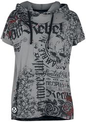 Ledigt skuren tröja med tryck och huva, Rock Rebel by EMP, T-shirt