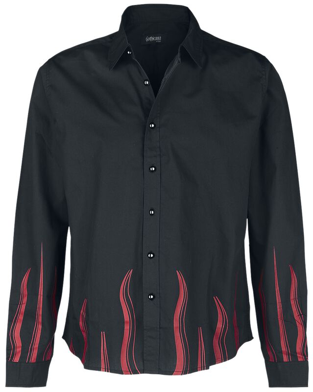 Långärmad skjorta med eldslågetryck