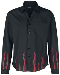 Långärmad skjorta med eldslågetryck, Gothicana by EMP, Longsleeve
